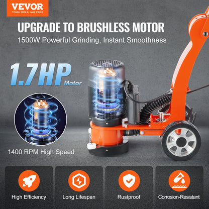 VEVOR Electric Concrete Floor Grinder 7" Walk-Behind Grinder 2.0HP Concrete Floor