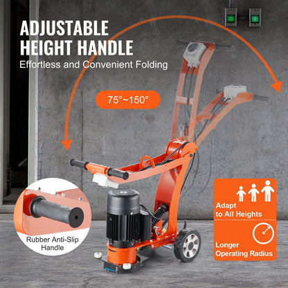 VEVOR Electric Concrete Floor Grinder 7" Walk-Behind Grinder 2.0HP Concrete Floor