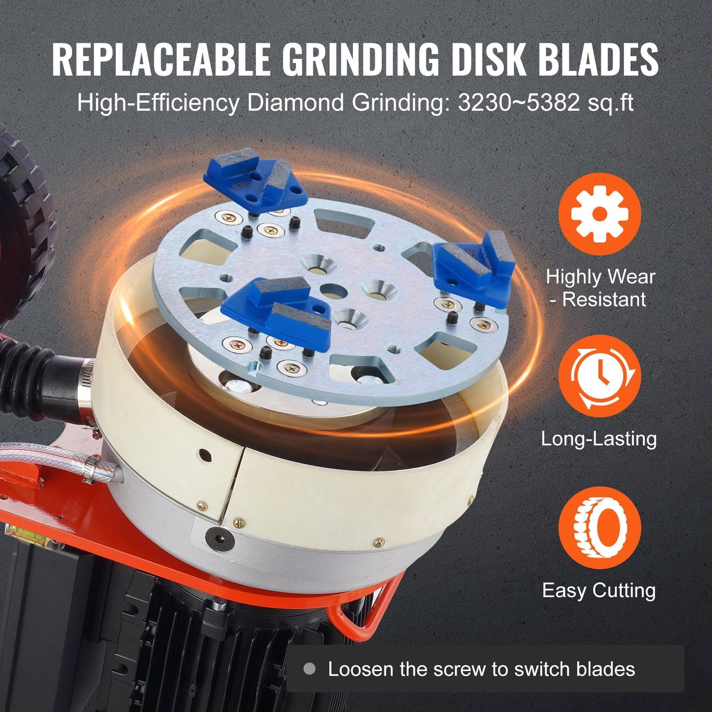 Electric Floor Grinder & Polisher, 3.0HP, 250mm, for Granite/Marble/Stone
