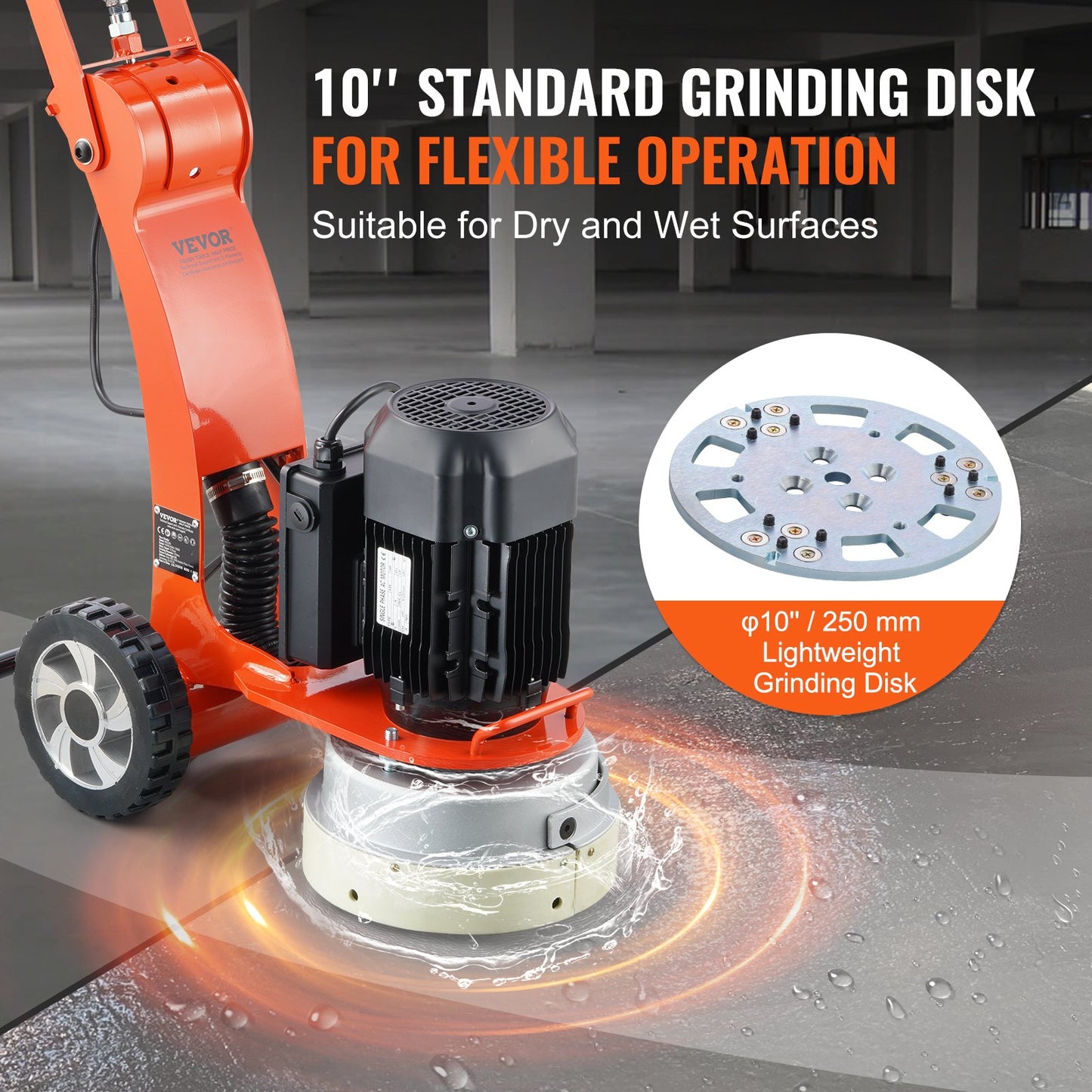 VEVOR Electric Concrete Floor Grinder 10" Walk-Behind Grinder 3.0HP Concrete Floor