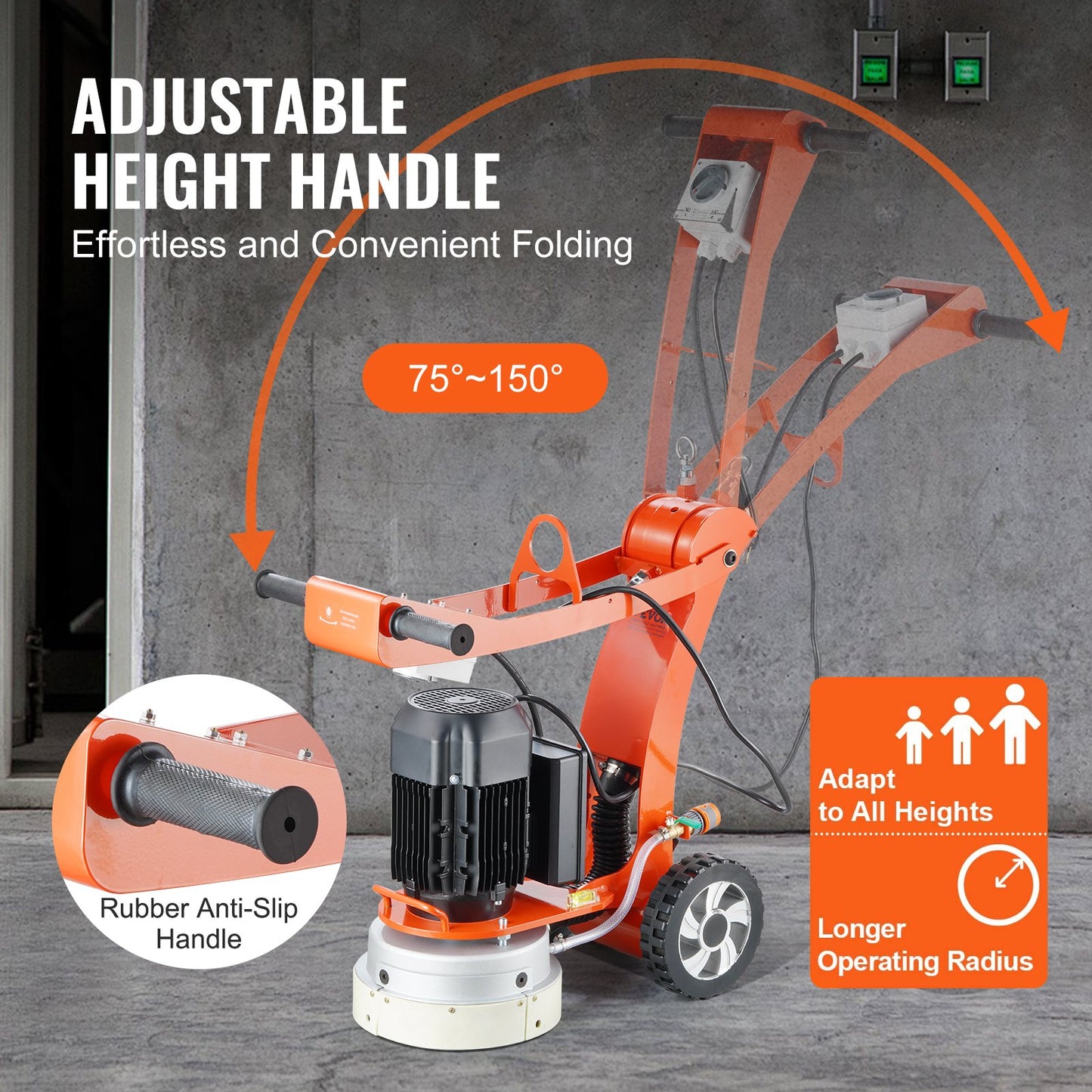 VEVOR Electric Concrete Floor Grinder 10" Walk-Behind Grinder 3.0HP Concrete Floor
