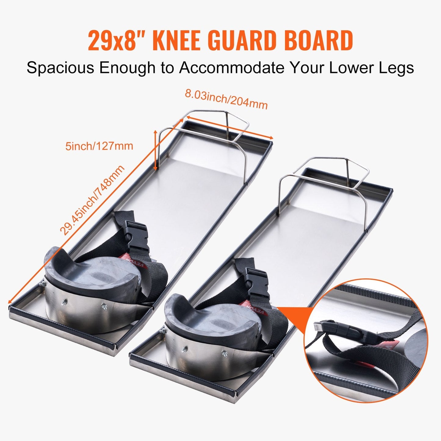Stainless Steel Concrete Slider Boards with EVA Knee Pads, 75x20 cm, Set of 2