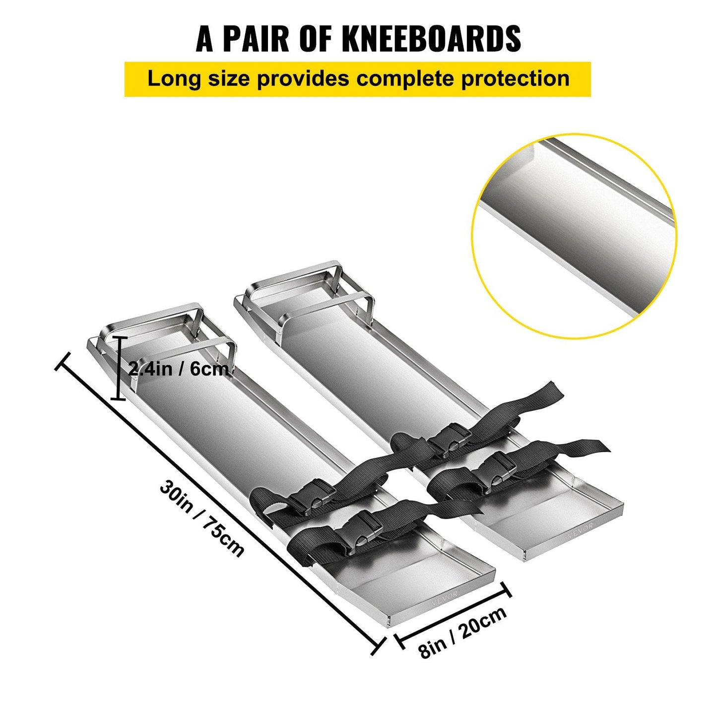 Stainless Steel Concrete Knee Slider Boards, 75x20 cm, Pair for Finishing