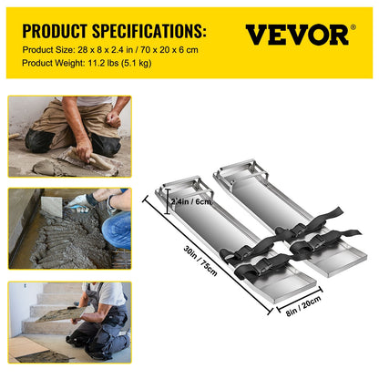 Stainless Steel Concrete Knee Slider Boards, 75x20 cm, Pair for Finishing