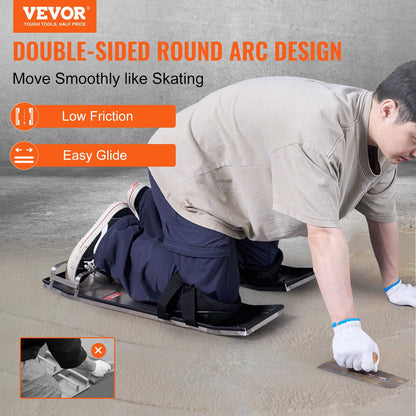 Stainless Steel Concrete Knee Boards with Adjustable Straps, 0.7m x 0.2m, 4kg Pair