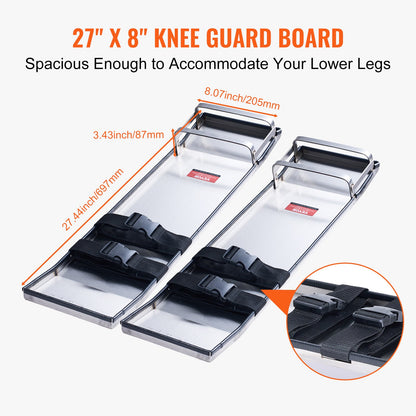 VEVOR Concrete Knee Boards Stainless Steel, 28'' x 8'' Concrete Sliders, Knee Boards