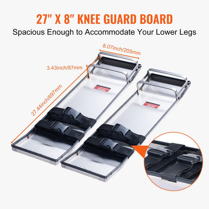 Stainless Steel Concrete Knee Boards with Adjustable Straps, 0.7m x 0.2m, 4kg Pair