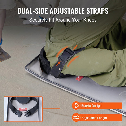 Stainless Steel Concrete Knee Boards with Adjustable Straps, 0.75m x 0.25m