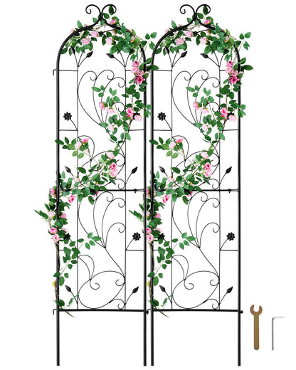 VEVOR 2 Packs Metal Garden Trellis for Climbing Plant Support 60x15 in Rustproof