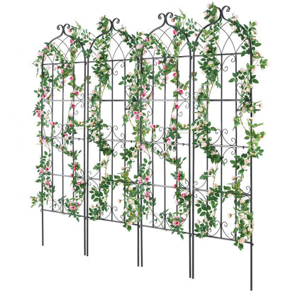 VEVOR 4 Packs Metal Garden Trellis for Climbing Plant Support 71x20 in Rustproof