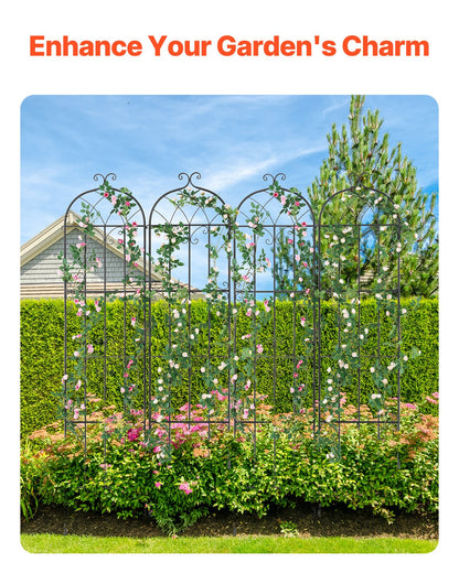 VEVOR 4 Packs Metal Garden Trellis for Climbing Plant Support 87x20 in Rustproof