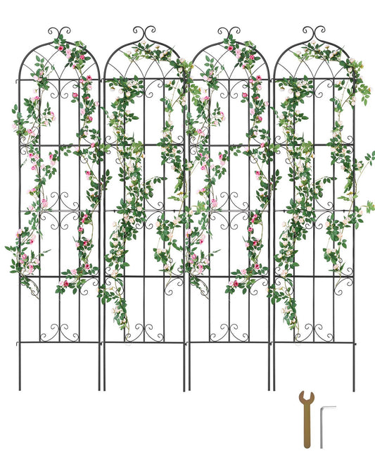 VEVOR 4 Packs Metal Garden Trellis for Climbing Plant Support 87x20 in Rustproof