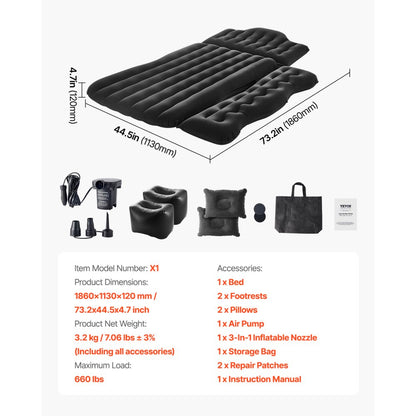 Car Air Mattress Inflatable Car Camping Travel Sleeping Bed SUV MPV Sedan