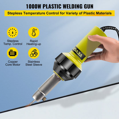 Roofing PVC Welder Kit: 1000W 220V Hot Air Gun with 3m Cable & Accessories