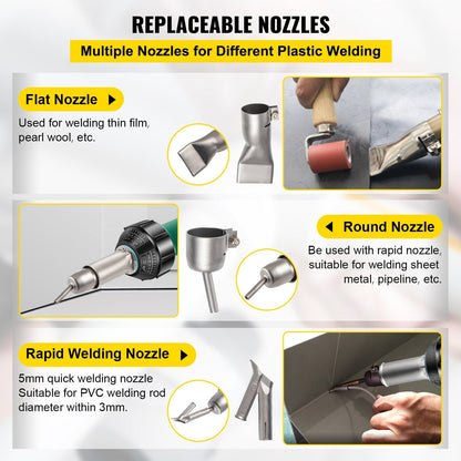 Roofing Welder Kit: 1600W PVC Welding Gun with Accessories, 220V, 3m Cable