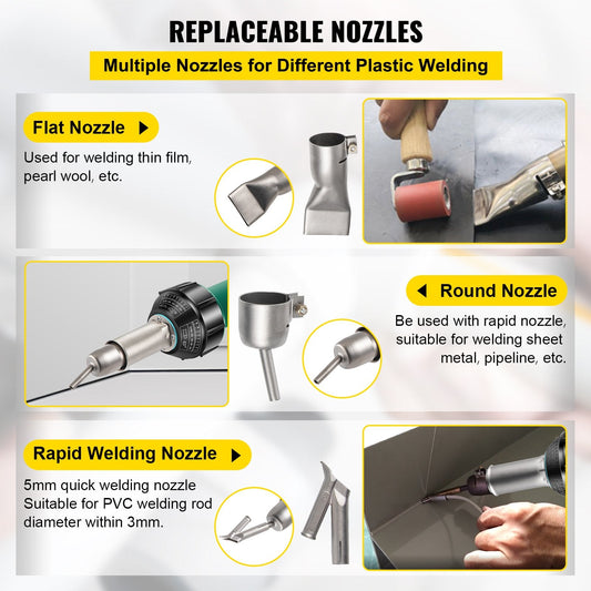 Roofing Welder Kit: 1600W PVC Welding Gun with Accessories, 220V, 3m Cable