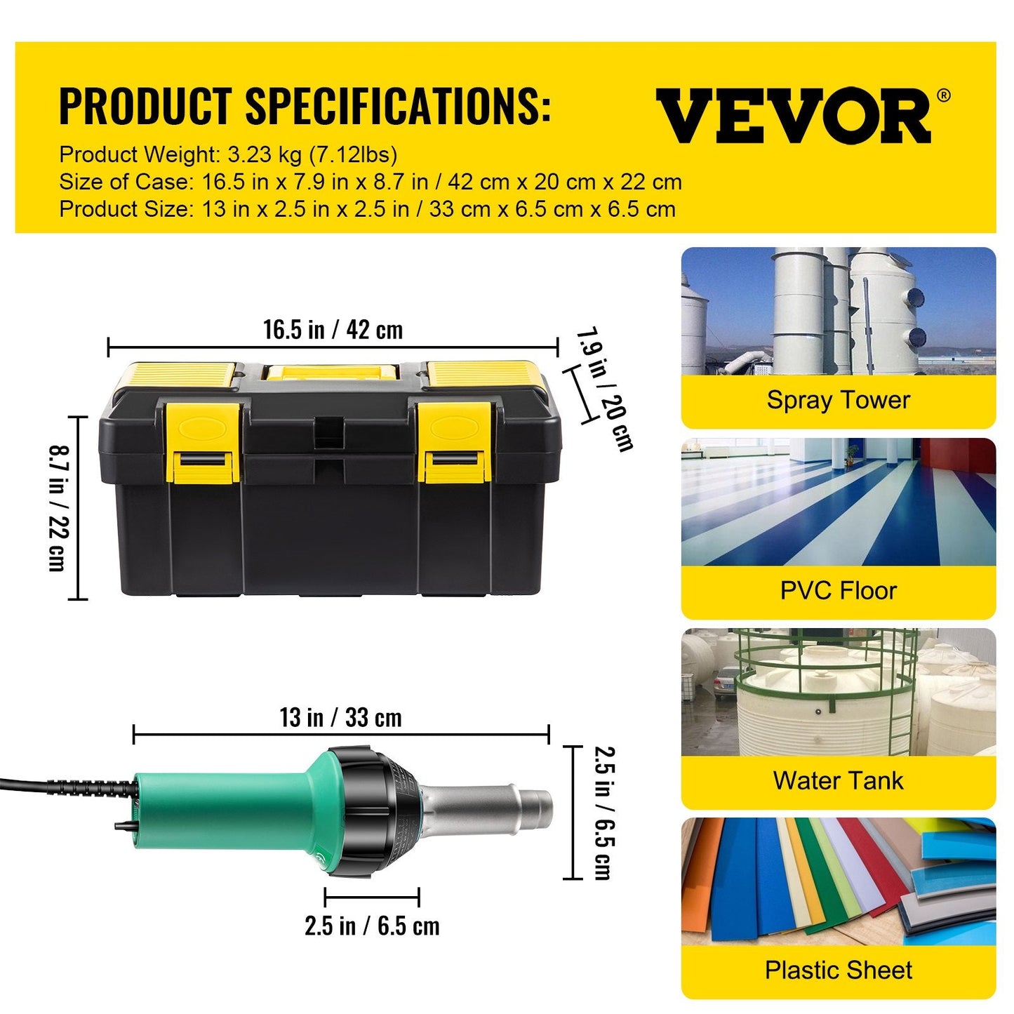 Roofing Welder Kit: 1600W PVC Welding Gun with Accessories, 220V, 3m Cable