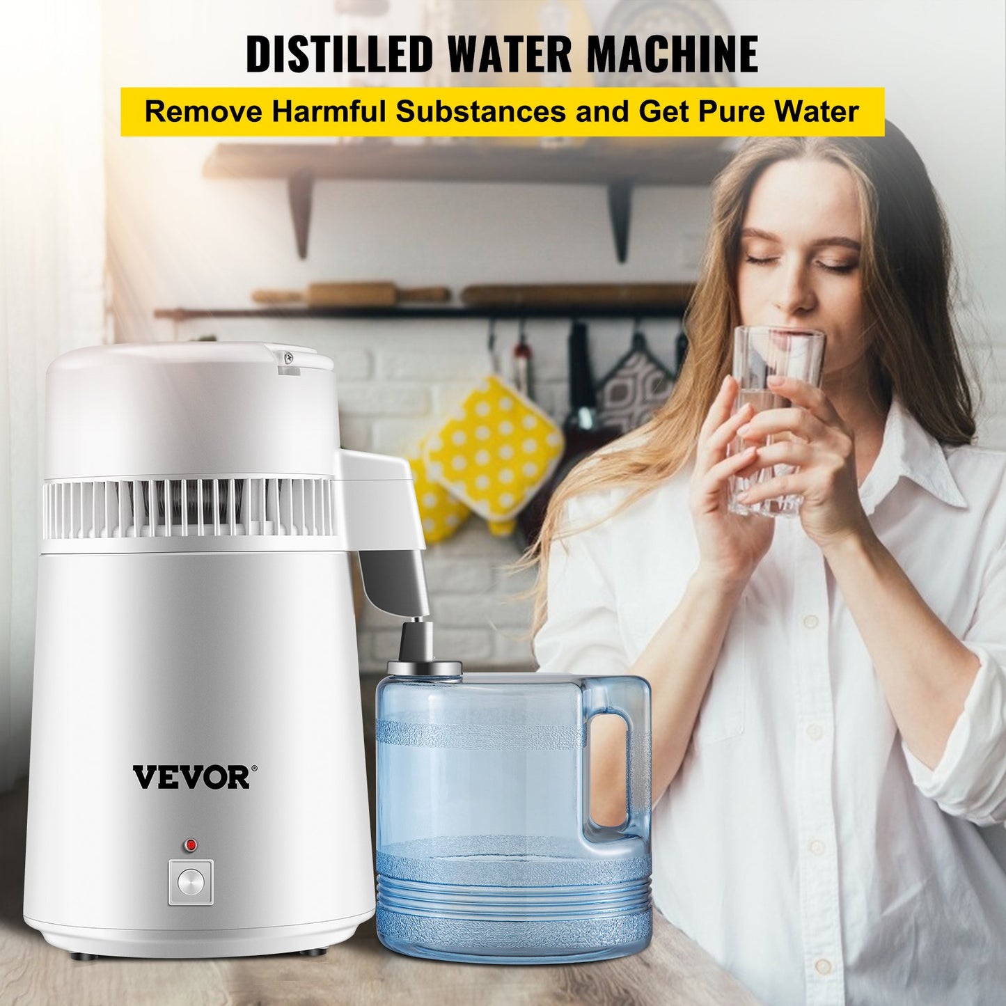 VEVOR Water Distiller Purifier Pure Water Distiller Filters Water Distillation 4L