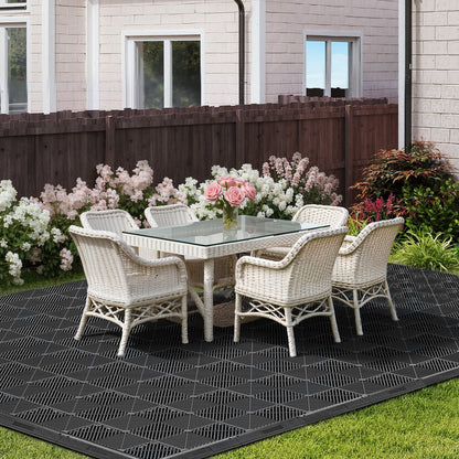 Transition Edge Kit, 11-Piece, Durable Straight Garage Floor Edging, PP Material, Easy Installation, Edge Protection for Wet Area Restaurant Pool, Only Compatible with Drainage Mats, Black