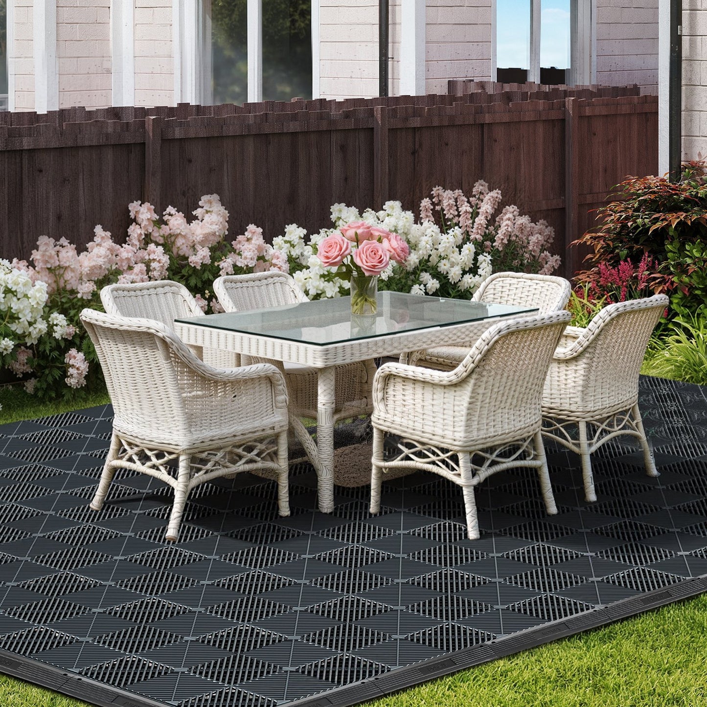 Transition Edge Kit, 11-Piece, Durable PP Interlocking Modular Garage Floor Edging, Easy Installation, Edge Protection for Wet Area Restaurant, Only Compatible with Drainage Mats, Black