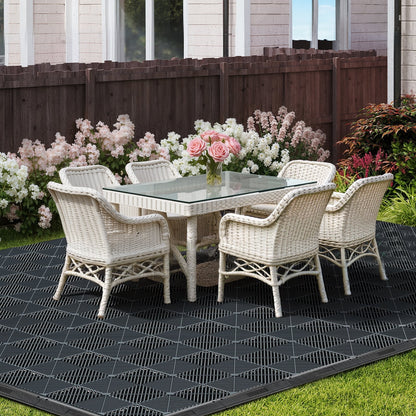 Transition Edge Kit, 11-Piece, Durable PP Interlocking Modular Garage Floor Edging, Easy Installation, Edge Protection for Wet Area Restaurant, Only Compatible with Drainage Mats, Black