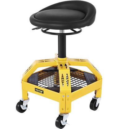Adjustable Garage Stool with Tool Tray, 135 kg Capacity, 61-73 cm Height Range