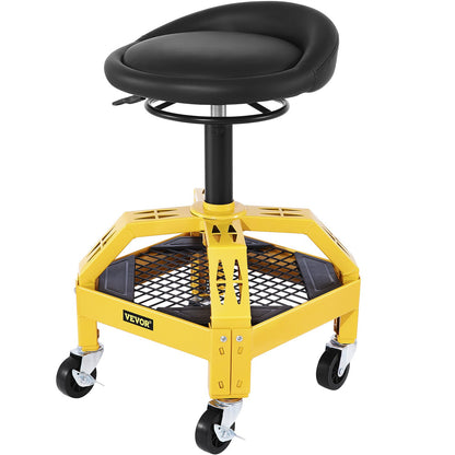 VEVOR Rolling Garage Stool, 300LBS Capacity, Adjustable Height from 24 in to 28.7