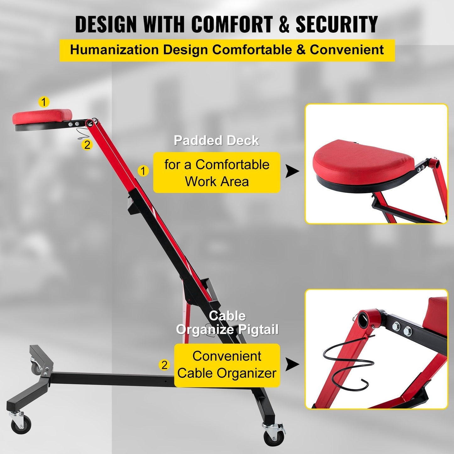 Foldable Engine Creeper with Adjustable Height for Garage or Workshop Use
