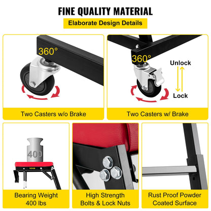 Adjustable Topside Engine Creeper with Padded Deck, 181 kg Capacity, Foldable Design