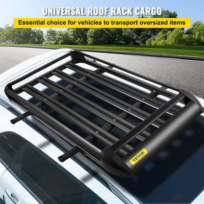 VEVOR Roof Basket Universal Aluminum Roof Rack Basket 50x35.4 Inch Roof Mounted