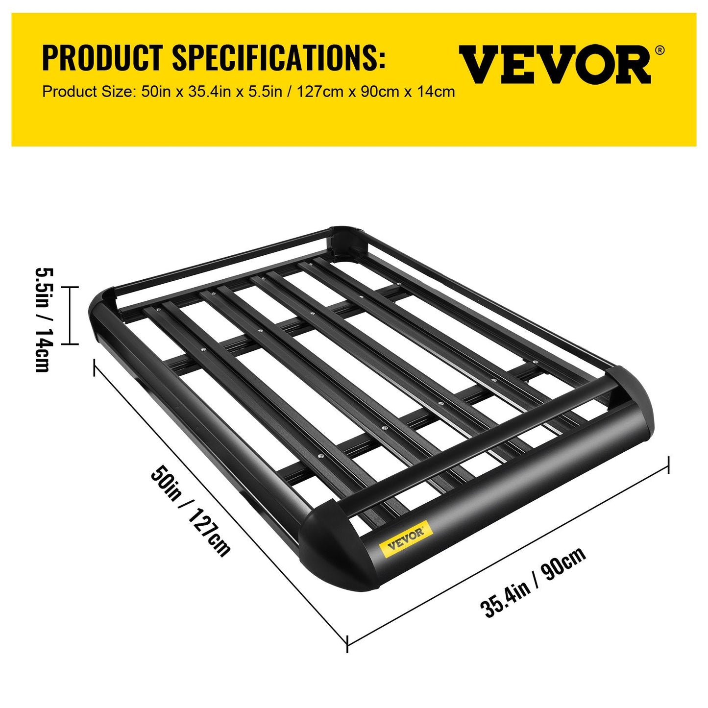 Universal Aluminum Roof Rack Basket 1.27m x 0.9m for Car Luggage & Travel
