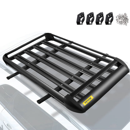 VEVOR Roof Basket Universal Aluminum Roof Rack Basket 50x35.4 Inch Roof Mounted