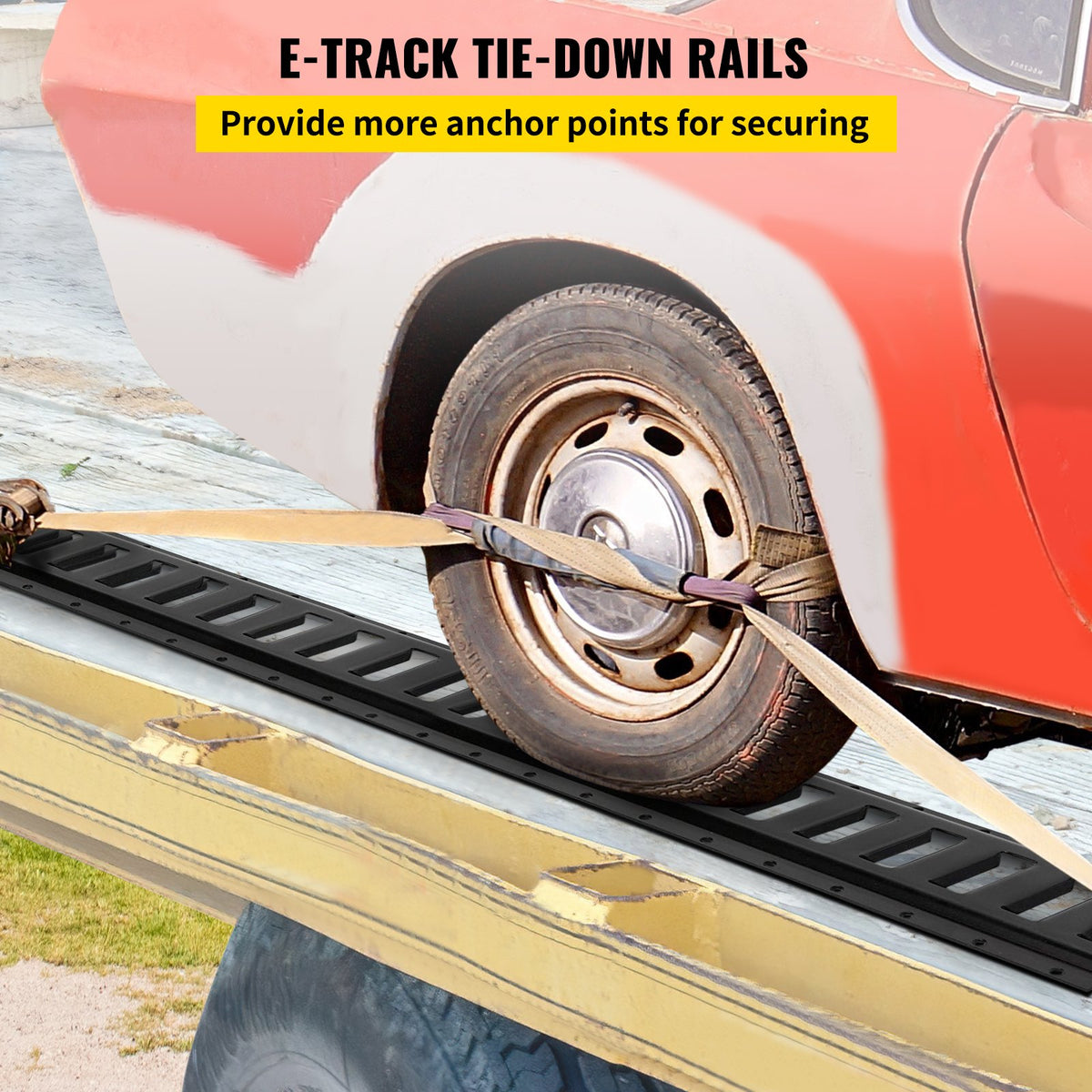 VEVOR E-Track Tie-Down Rail, 4PCS 4-FT Steel Rails with Standard 1\"x2.5\" Slots,