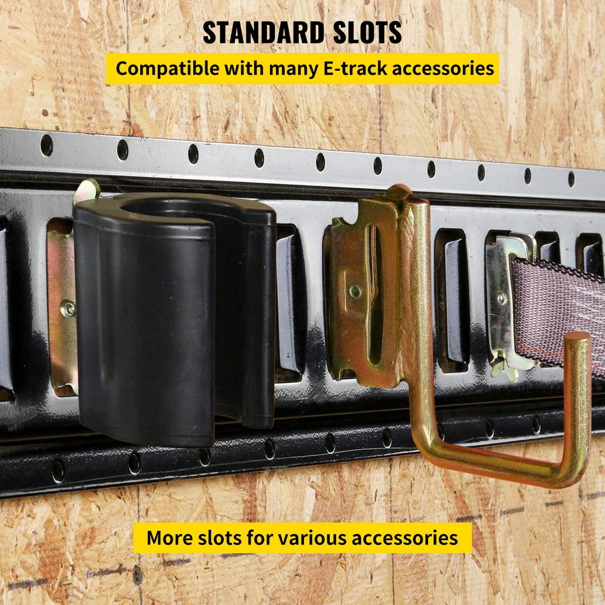 VEVOR E-Track Tie-Down Rail, 4PCS 4-FT Steel Rails with Standard 1\"x2.5\" Slots,