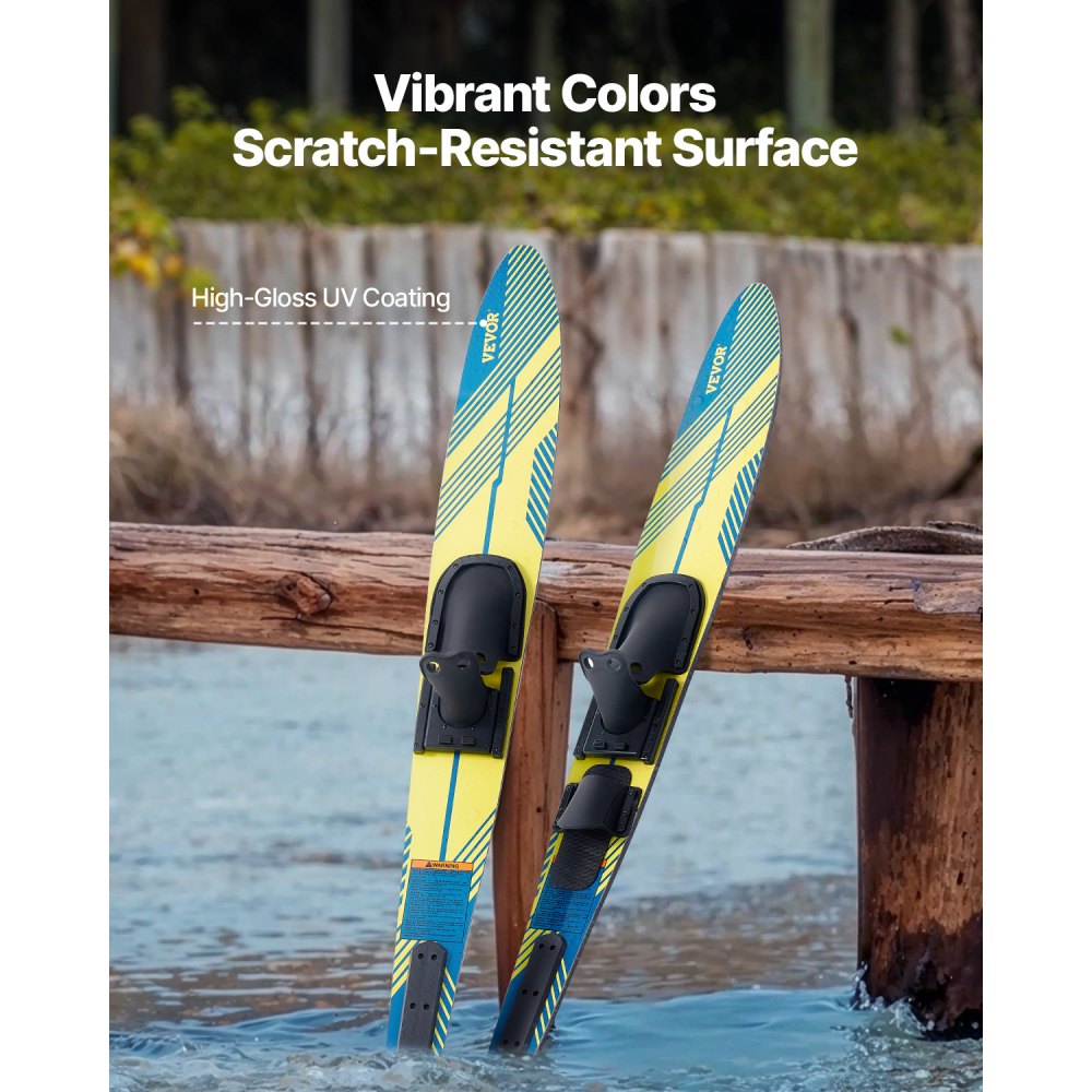 VEVOR 150 cm Water Skis Combo Adults Water Skis with X-7 Adjustable Bindings