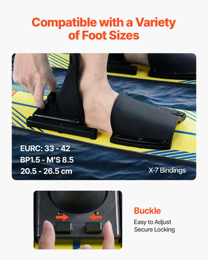 Water Skis 116.8 cm / 46 inch, Water Ski Trainers with X-7 Adjustable Bindings, Double-Handle Rope & Removable Stabilizing Bar, Training Waterskis Combo for Youth Up to 136 kg