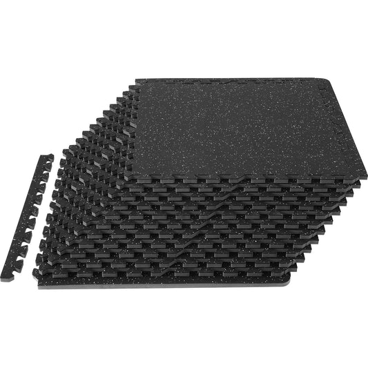 VEVOR 12 PCS 14 mm Thick Gym Floor Mats, 24" x 24" EVA Foam & Rubber Top Interlocking