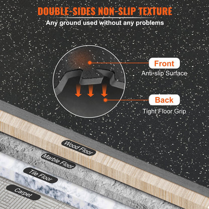 6-Piece Gym Floor Mats, 0.5m Thick, 2.2㎡ EVA Foam & Rubber Interlocking Tiles
