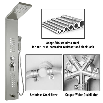 VEVOR 5 in 1 Shower Tower Panel fashion Stainless Steel with shower screen Bathroom