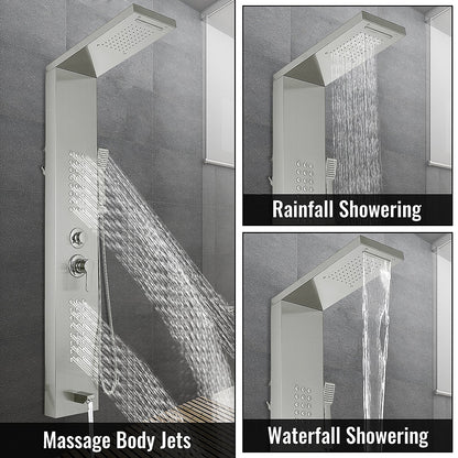 VEVOR 5 in 1 Shower Tower Panel fashion Stainless Steel with shower screen Bathroom