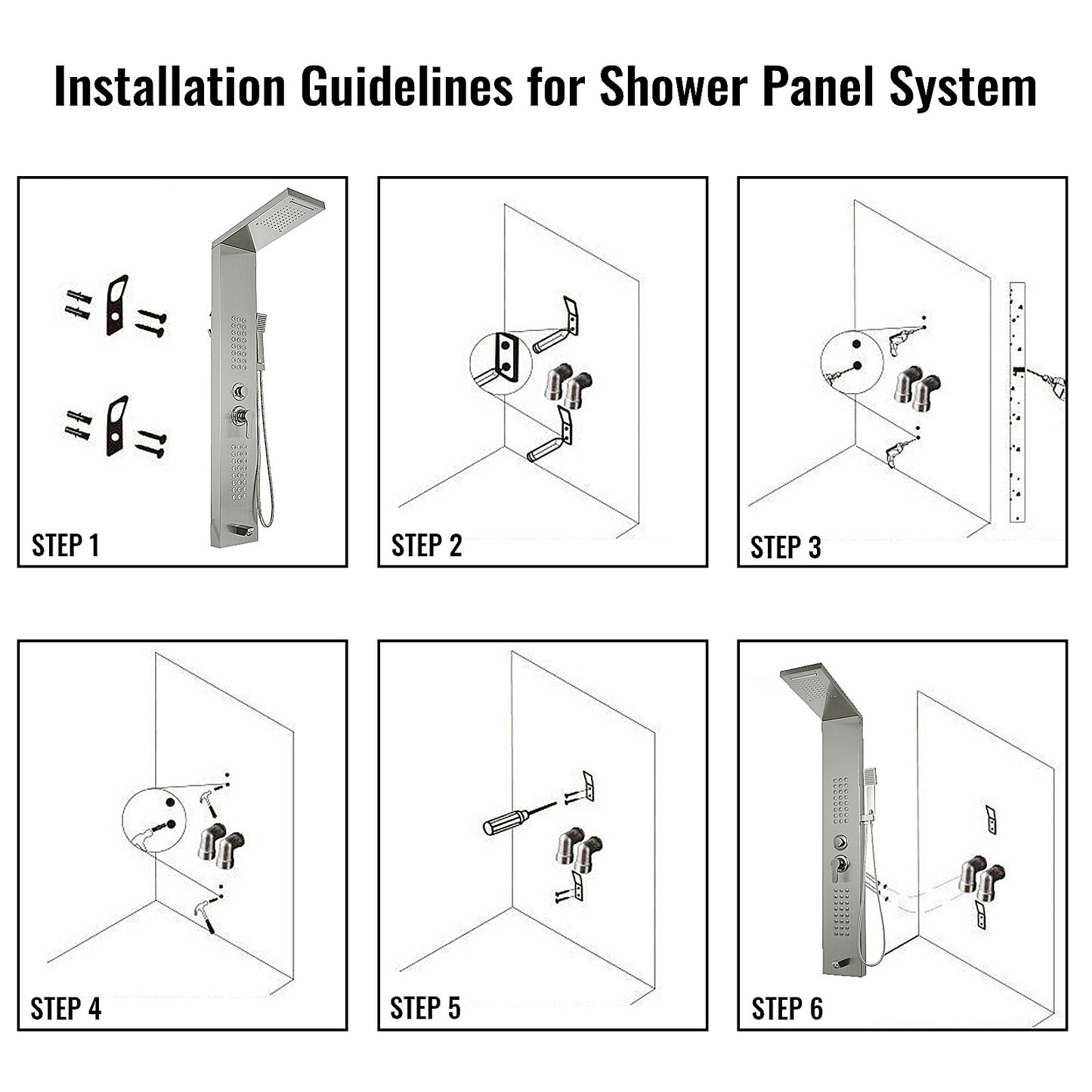 VEVOR 5 in 1 Shower Tower Panel fashion Stainless Steel with shower screen Bathroom
