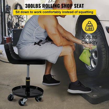 VEVOR Rolling Garage Stool 135KG Adjustable Mechanic Work Shop Seat w/Casters