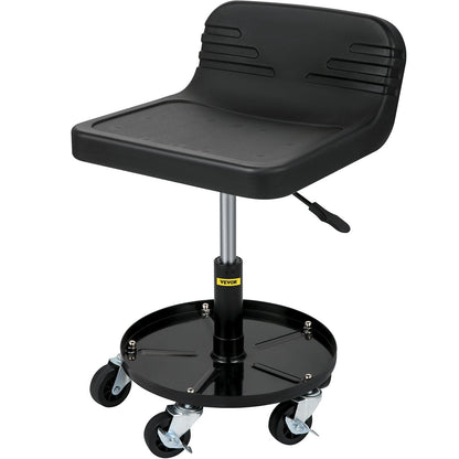 Adjustable Garage Stool with Casters, 135KG Capacity, Tool Tray, 0.4-0.5m Height