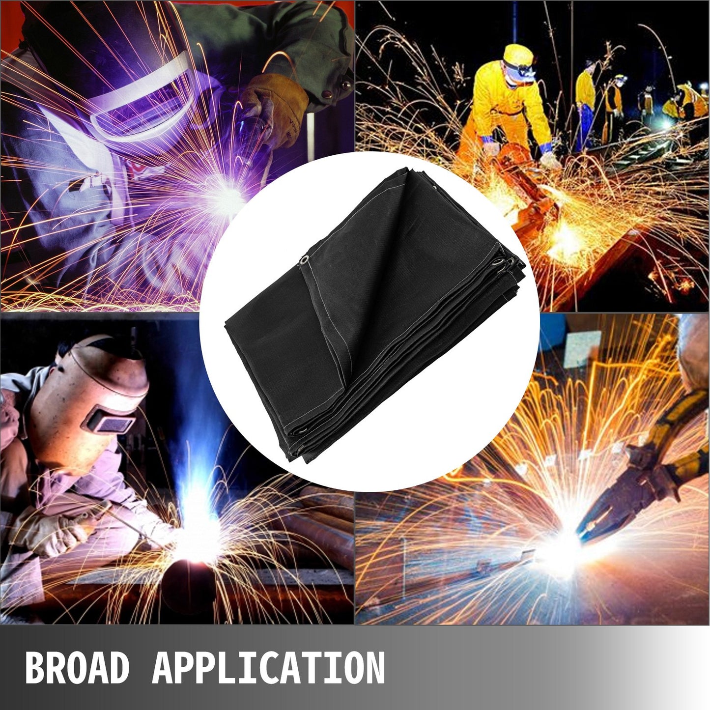 VEVOR 10 x 10 Ft Welding Blanket Black Fiberglass Blanket Portable Fiberglass Fire