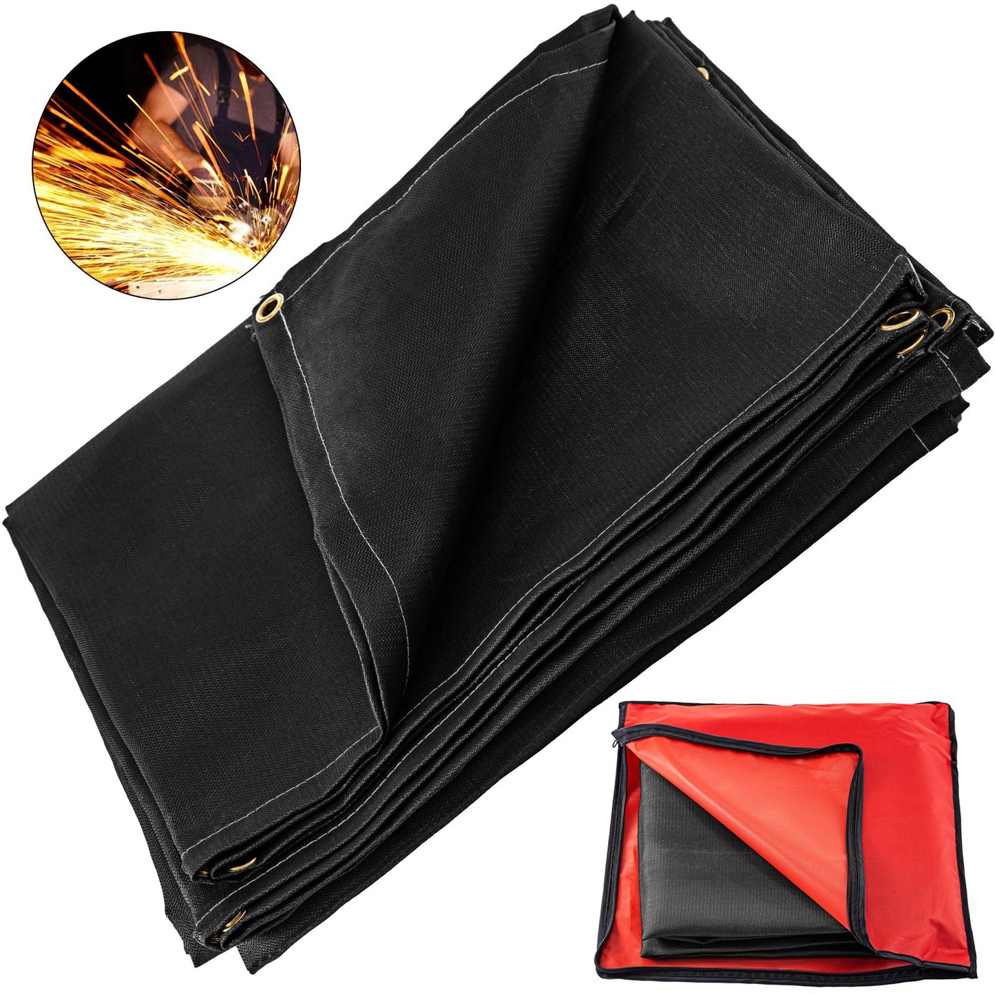 VEVOR 6 x 10 Ft Welding Blanket Black Fiberglass Blanket Portable Fiberglass Fire