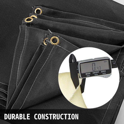 Portable Black Fiberglass Fire Retardant Blanket 1.8 x 3.05m with Carry Bag