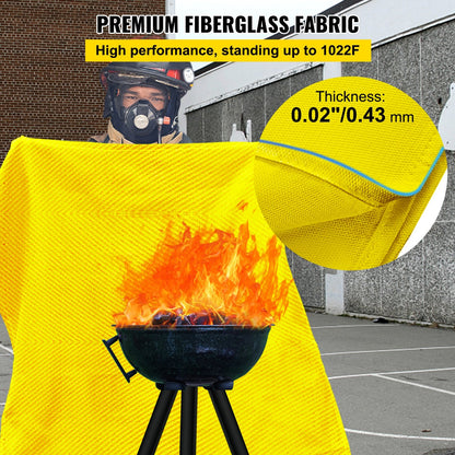 Gold Fire Retardant Fiberglass Welding Blanket, 2.4 x 3.05 m, with Carry Bag