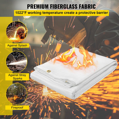 Fire Safety Blanket 2 Pack, 2.44 x 3.05 m, 550°C Flame Retardant, 12 Grommets
