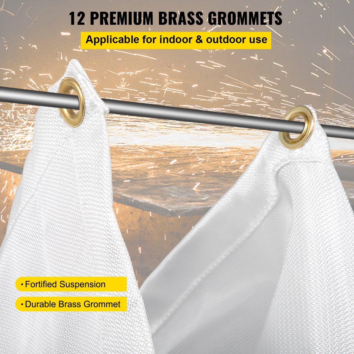Fire Safety Blanket 2 Pack, 2.44 x 3.05 m, 550°C Flame Retardant, 12 Grommets