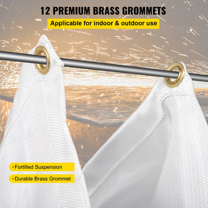 Fire Safety Blanket 2 Pack, 2.44 x 3.05 m, 550°C Flame Retardant, 12 Grommets